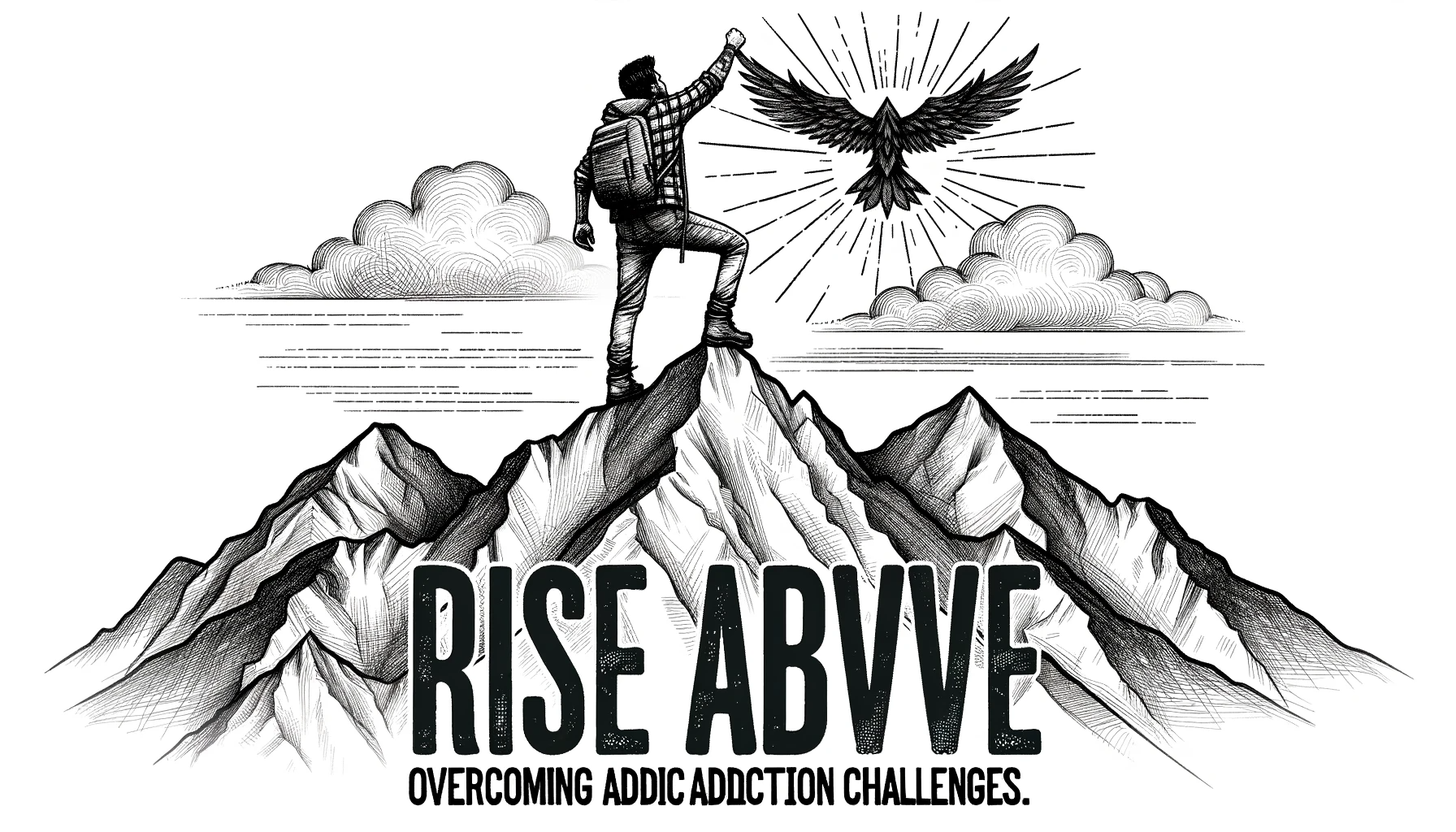 Mountain climber reaching the peak, symbolizing triumph over addiction in Saskatoon, Saskatchewan - Diverse individuals finding support and hope in drug and alcohol treatment in Saskatoon.